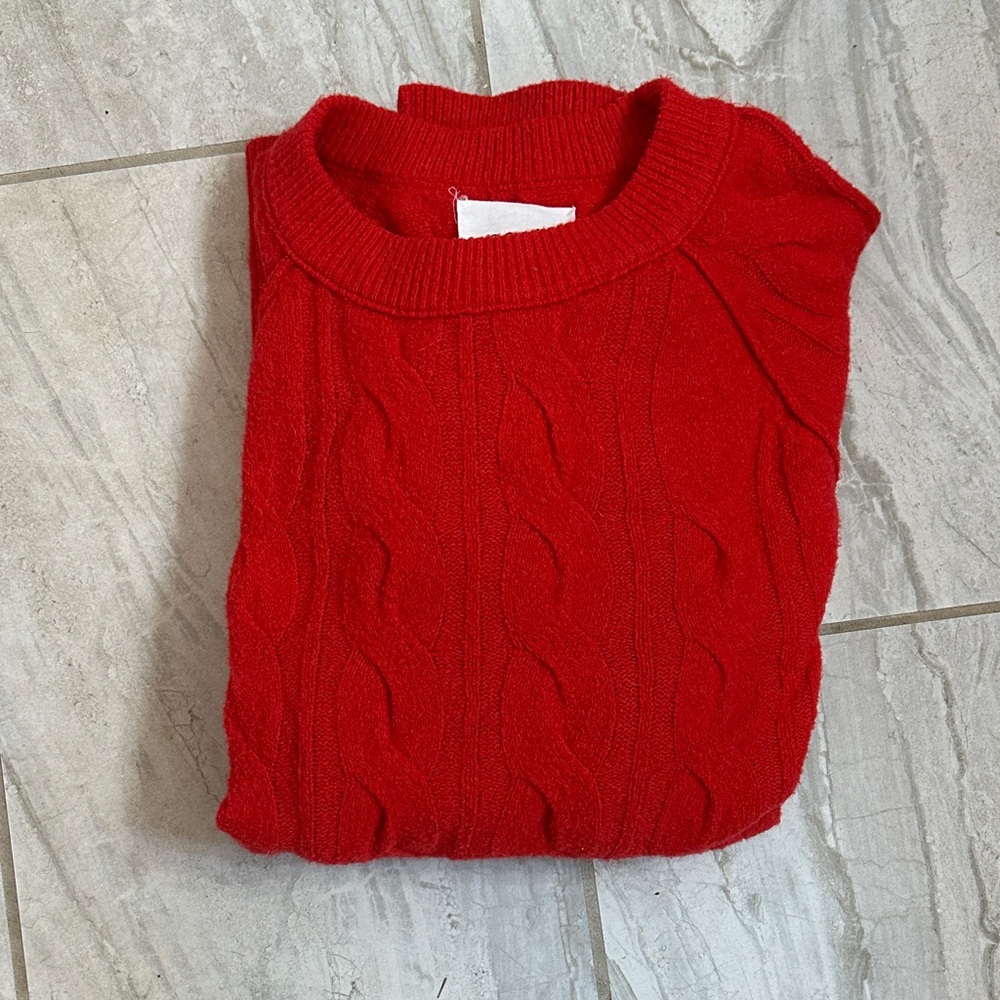Aerie Vibrant Red Cable Knit Sweater